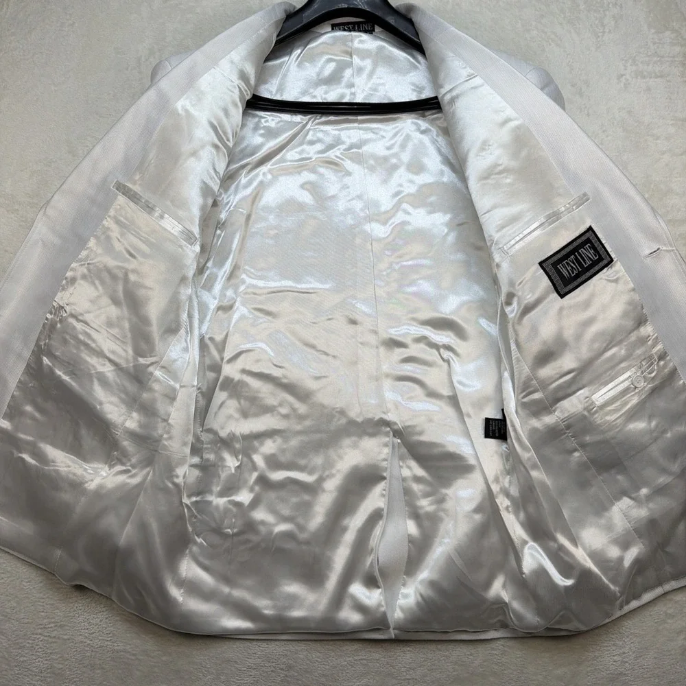 White Western Suit Mens Wedding Jacket‎ Pants Set 44R 36 Rockabilly Vintage